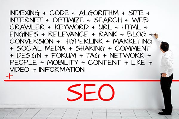 Content Strategy Tips scattered amongst a word wall made of SEO related terms